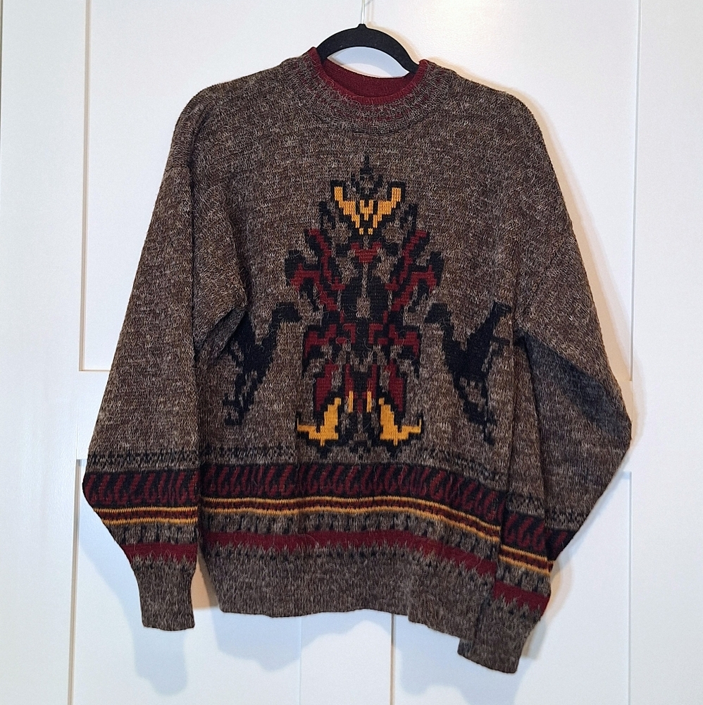 J.J. Cochran Vintage Pullover Sweater Large Geometric Grandpa 90s Made In USA